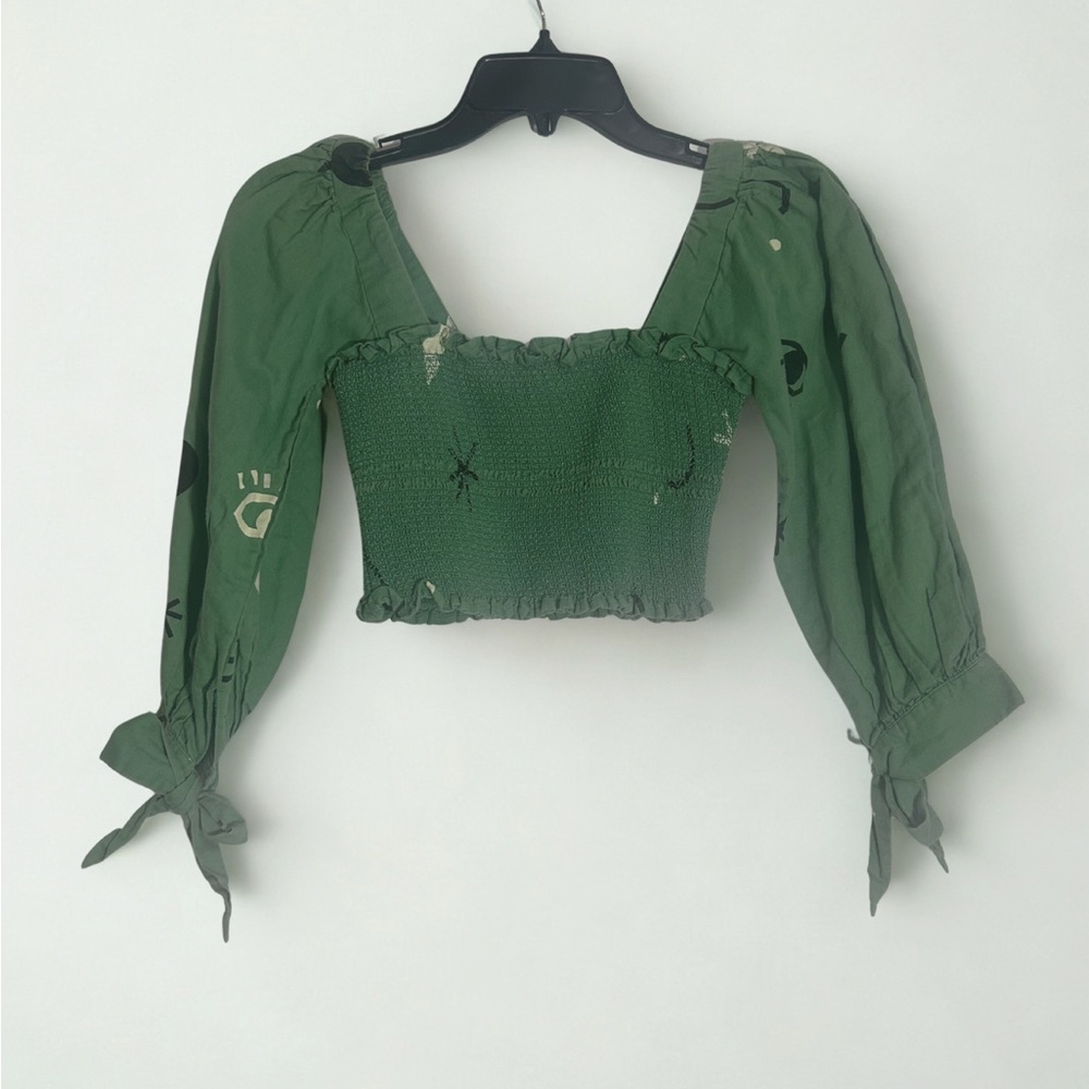 Green Smocked Women's Top